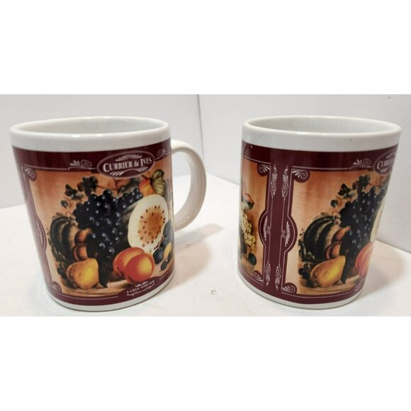 Vtg Houston Harvest Currier & Ives "Early Winter" Ceramic Mugs Set of 2 - Picture 10 of 16